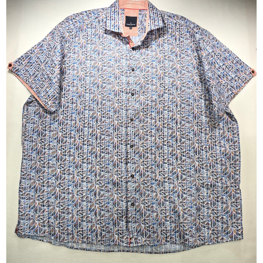 Daniel Hechter Paris Mens 4XL Short Sleeve Button Down Shirt Abstract Leaf Print